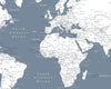 World Map Poster - Slate Blue