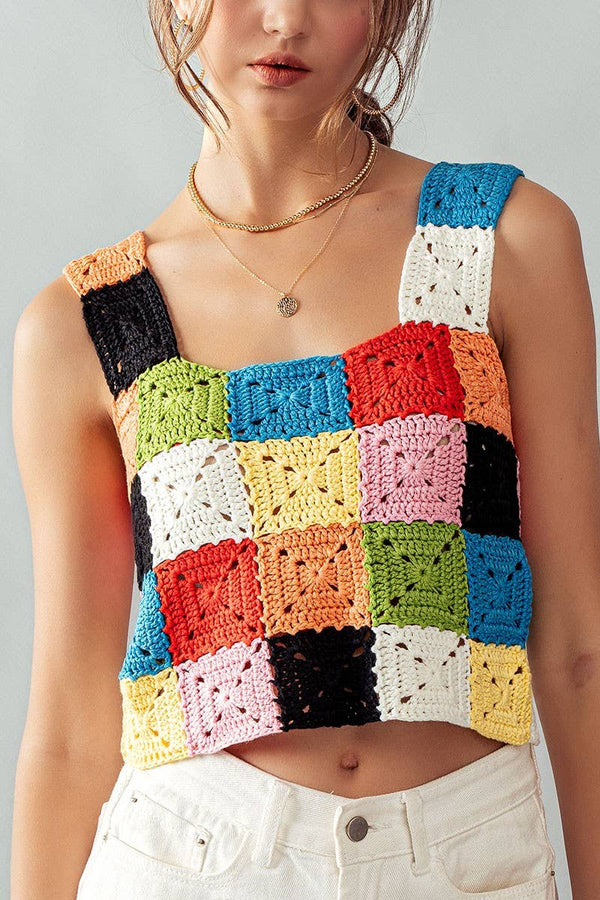 MULTI COLOR CROCHET PATTERN TANK TOP