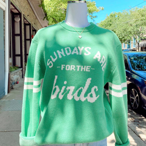 "SUNDAYS ARE FOR THE BIRDS" KNIT SWEATER