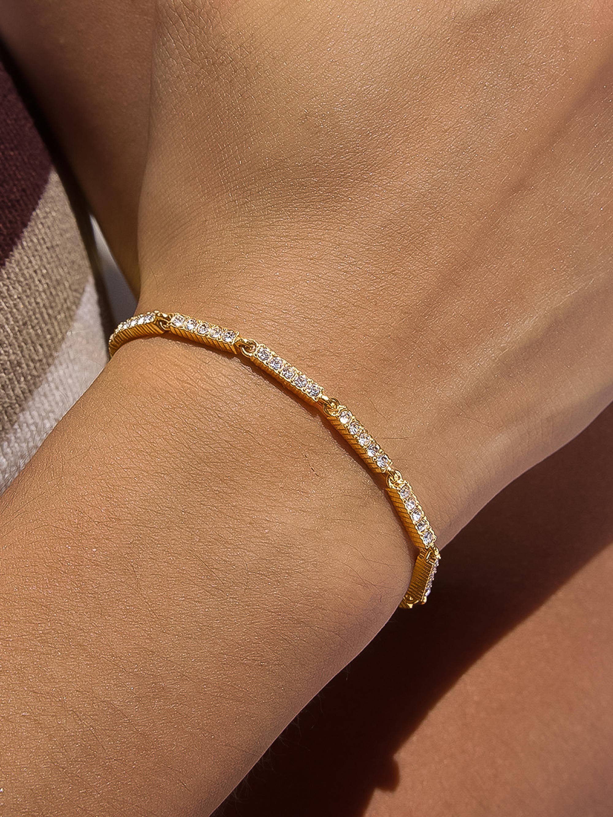 Tamsin 18K Gold Non-Tarnish CZ Tennis Chain Bracelet