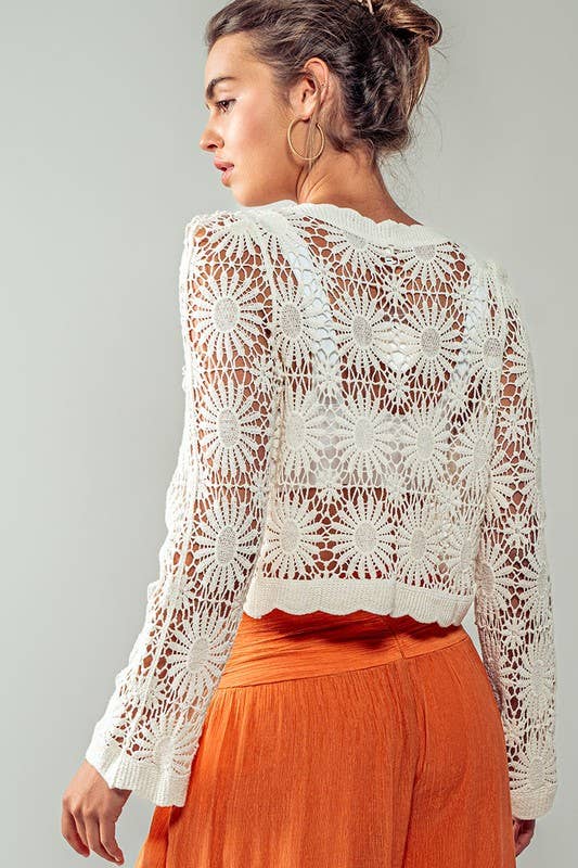 FLOWER CROCHET CARDIGAN