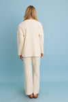 IVORY WAFFLE HENLEY WAFFLE KNIT LOUNGE SET