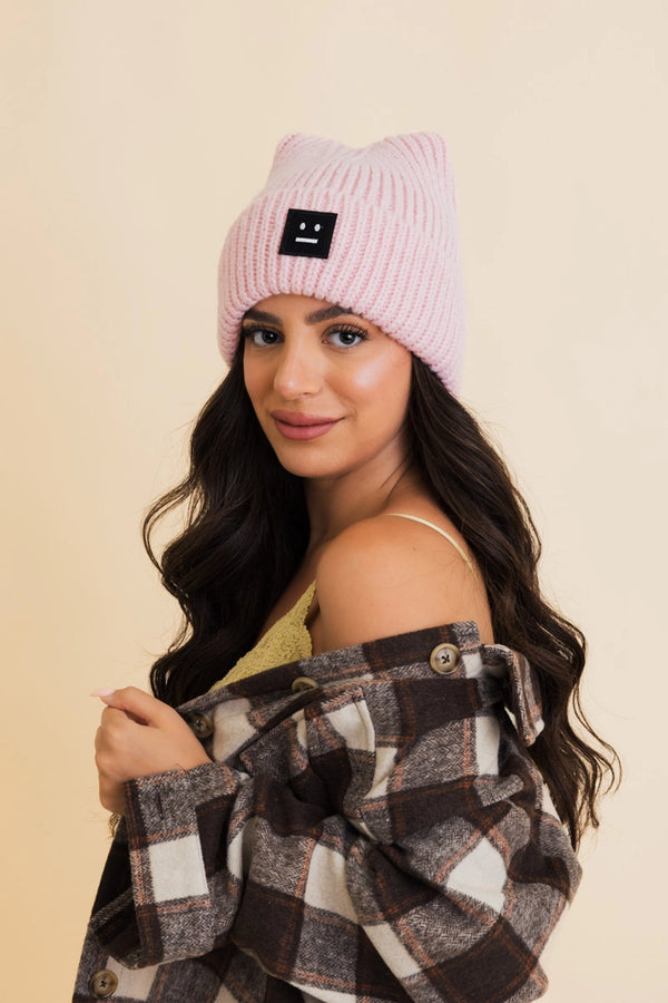 CHILL VIBES SOFT RIBBED SQUARE TOP BEANIE