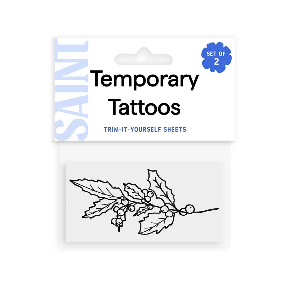 DECEMEBER BIRTH FLOWER - HOLLY TEMPORARY TATTOOS