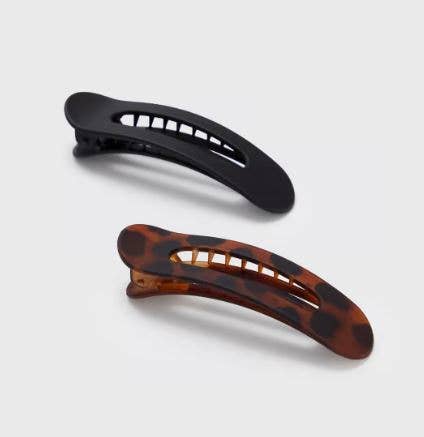 FLAT LAY CLAW CLIP 2PC FLAT - BLACK & TORT