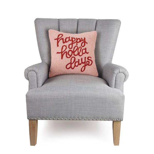 HAPPY HOLLADAYS HOOK PILLOW BY AMPERSAND