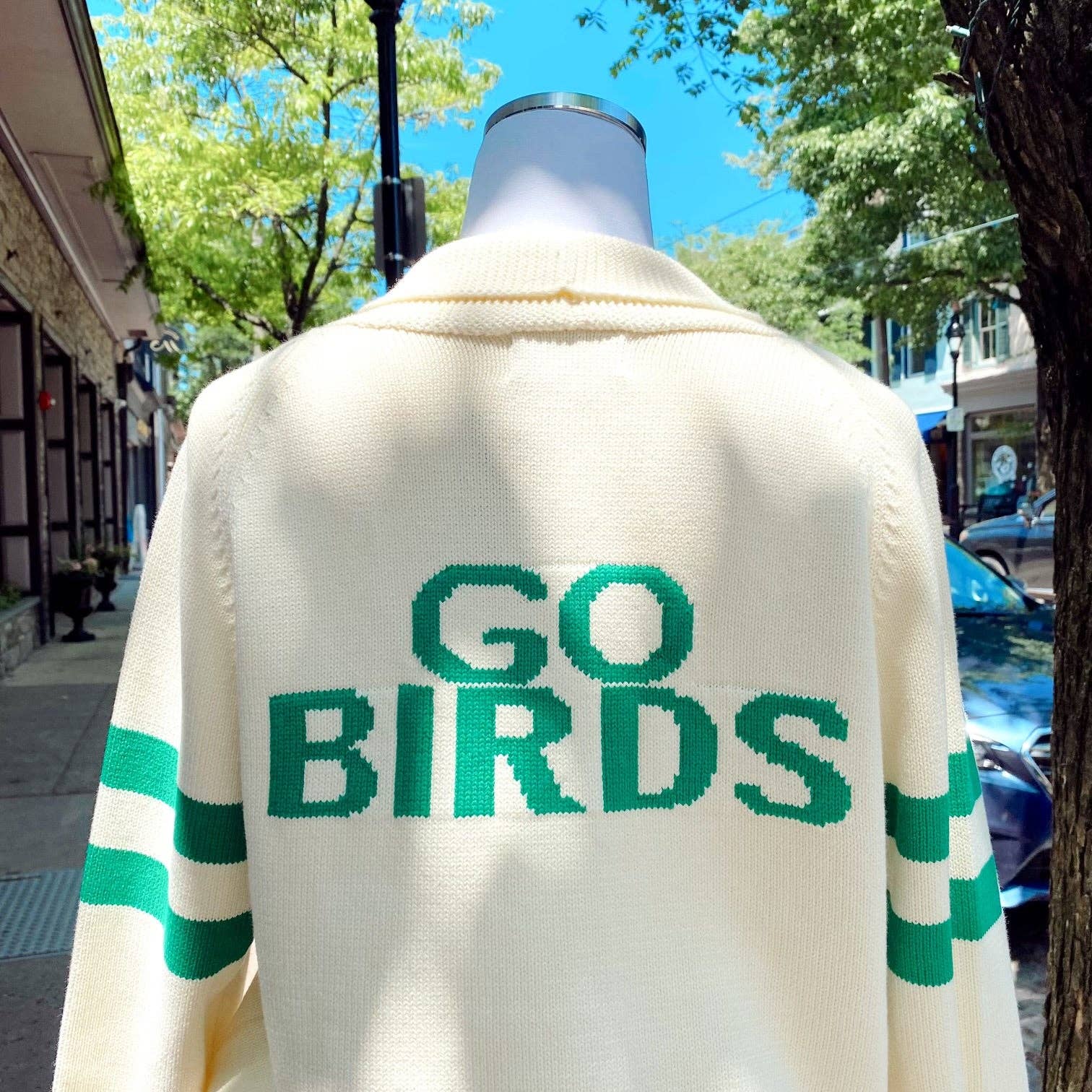 GO BIRDS KNIT STRIPE CARDIGAN