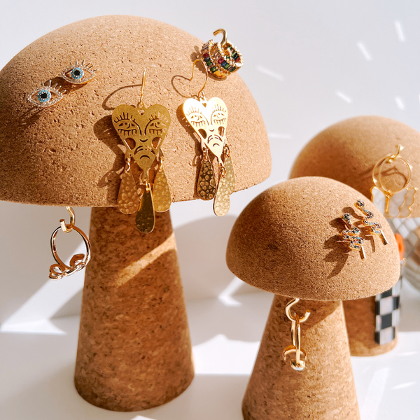 NATURAL CORK MUSHROOM JEWELRY HOLDERS