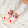 FUZZY PINK SANTA SLIPPERS