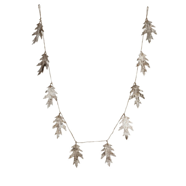 BIRCH BARK OAK LEAF SHAPED GARLAND W/ JUTE CORD, NATURAL