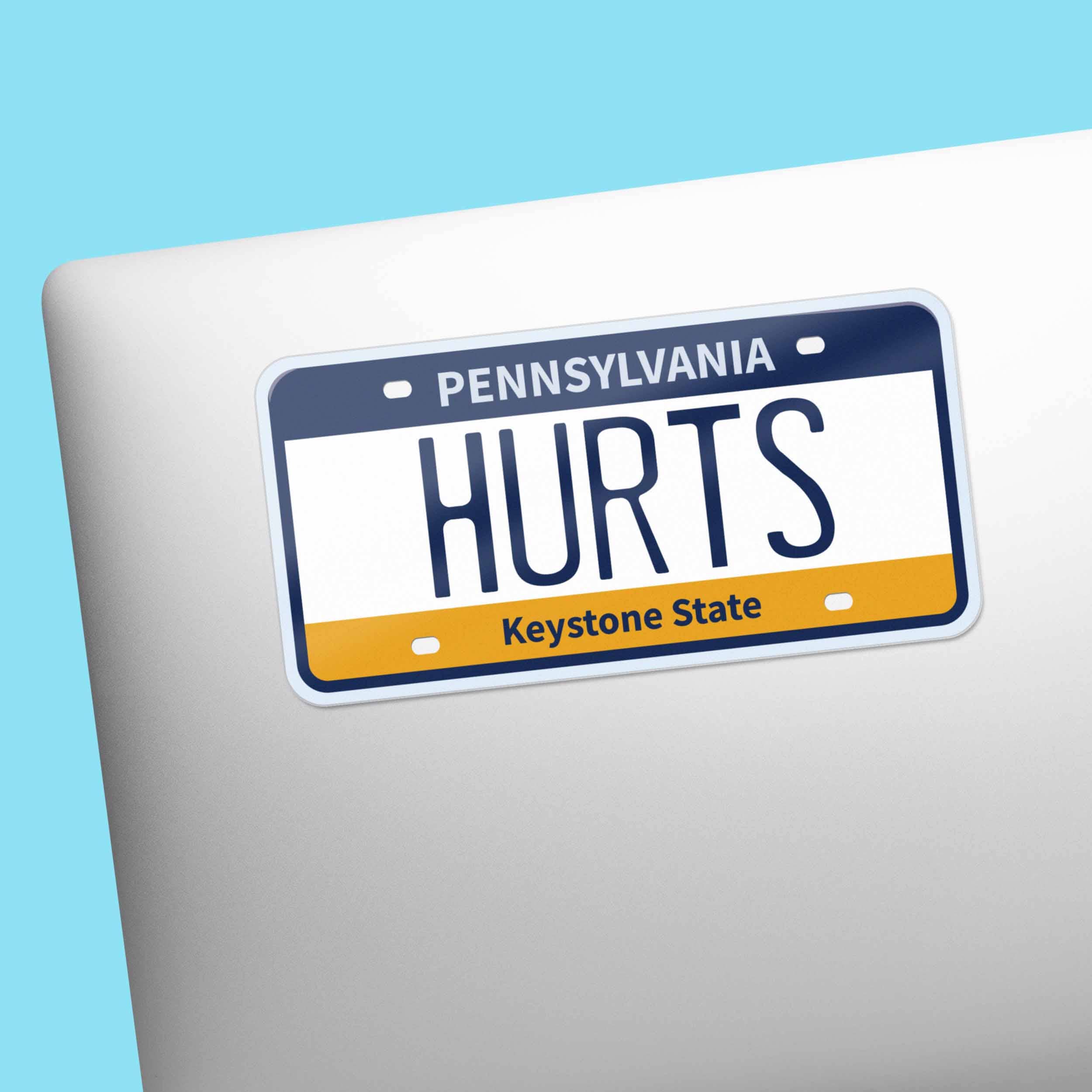 HURTS PHILLY SPORTS STICKER - PENNSYLVANIA LICENSE PLATE