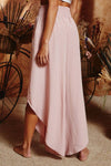 SOFT BLUSH WOVEN SMOCKED WAISTBAND WIDE LEG PANTS