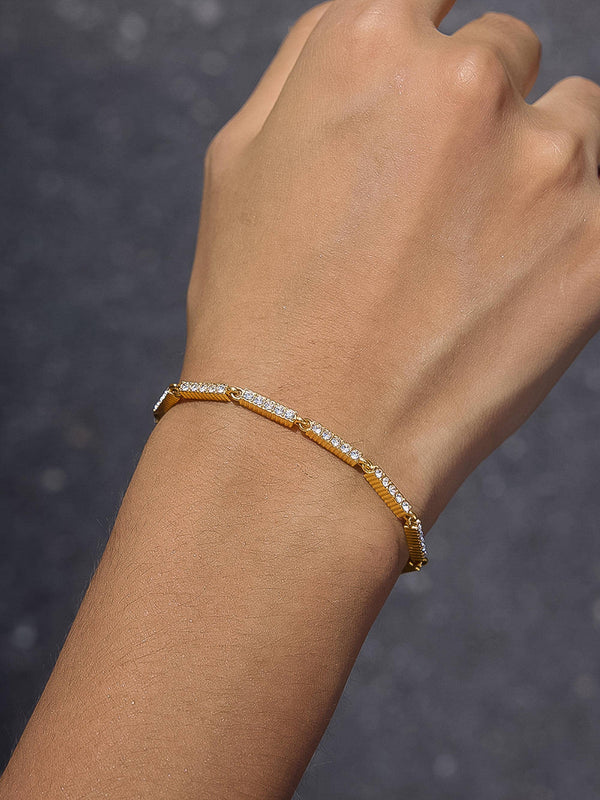 Tamsin 18K Gold Non-Tarnish CZ Tennis Chain Bracelet
