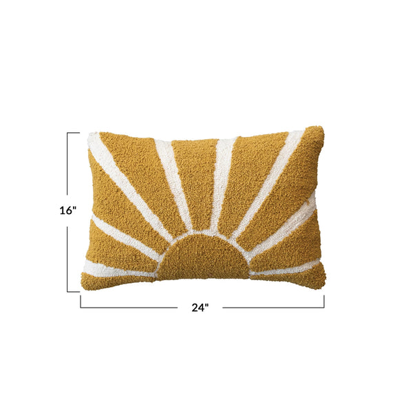 COTTON TUFTED LUMBAR PILLOW W/ SUN & COTTON BACK