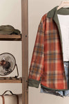 RUST/OLIVE REVERSIBLE CORDUROY AND PLAID SHIRT