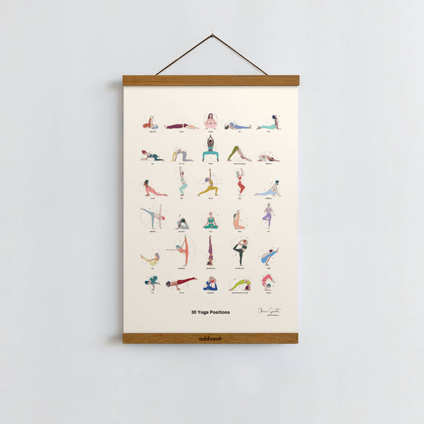 YOGA POSITIONS ART PRINT WITH MAGNETIC FRAME