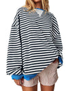 SIMPLE STRIPE PULLOVER CREWNECK TOP