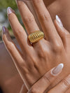 Giverny 18K Gold Non-Tarnish Ribbed Dome Ring