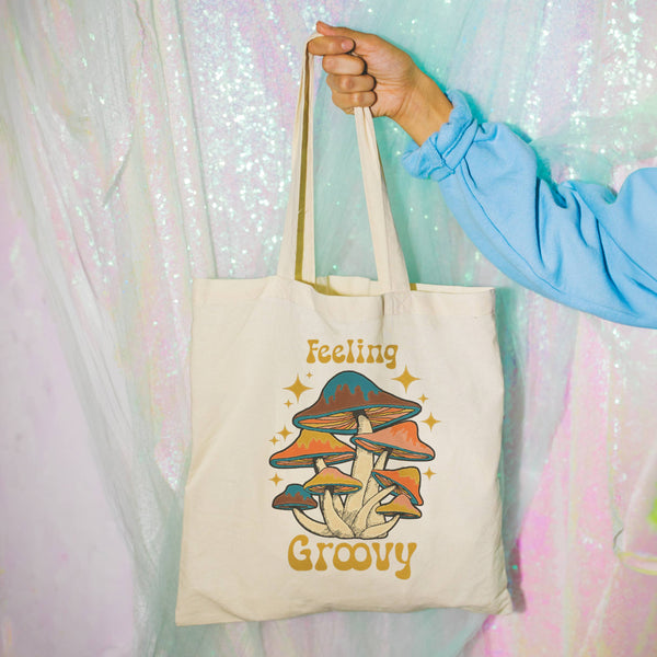 FEELING GROOVY- MUSHROOM TOTE