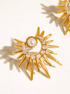 Kindred 18K Gold Non-Tarnish Pearl Sunburst Earrings