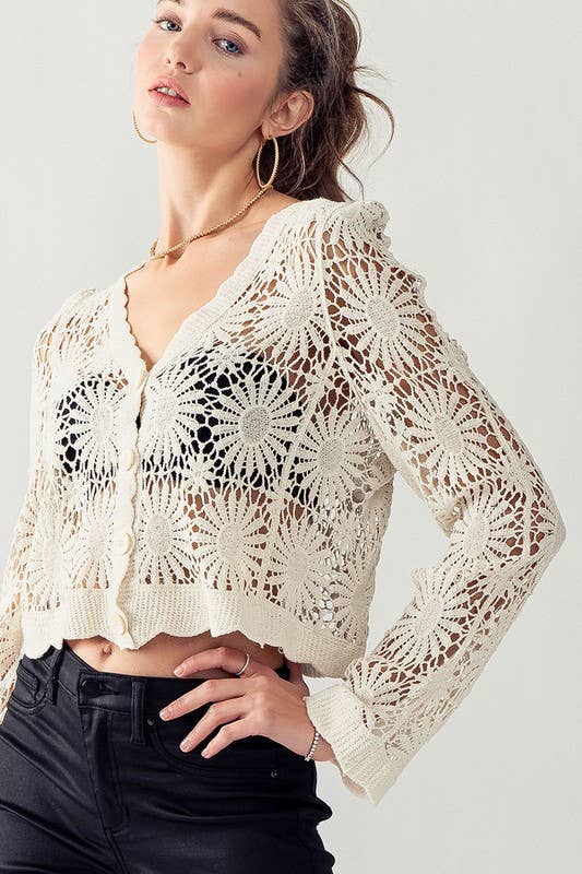 FLOWER CROCHET CARDIGAN