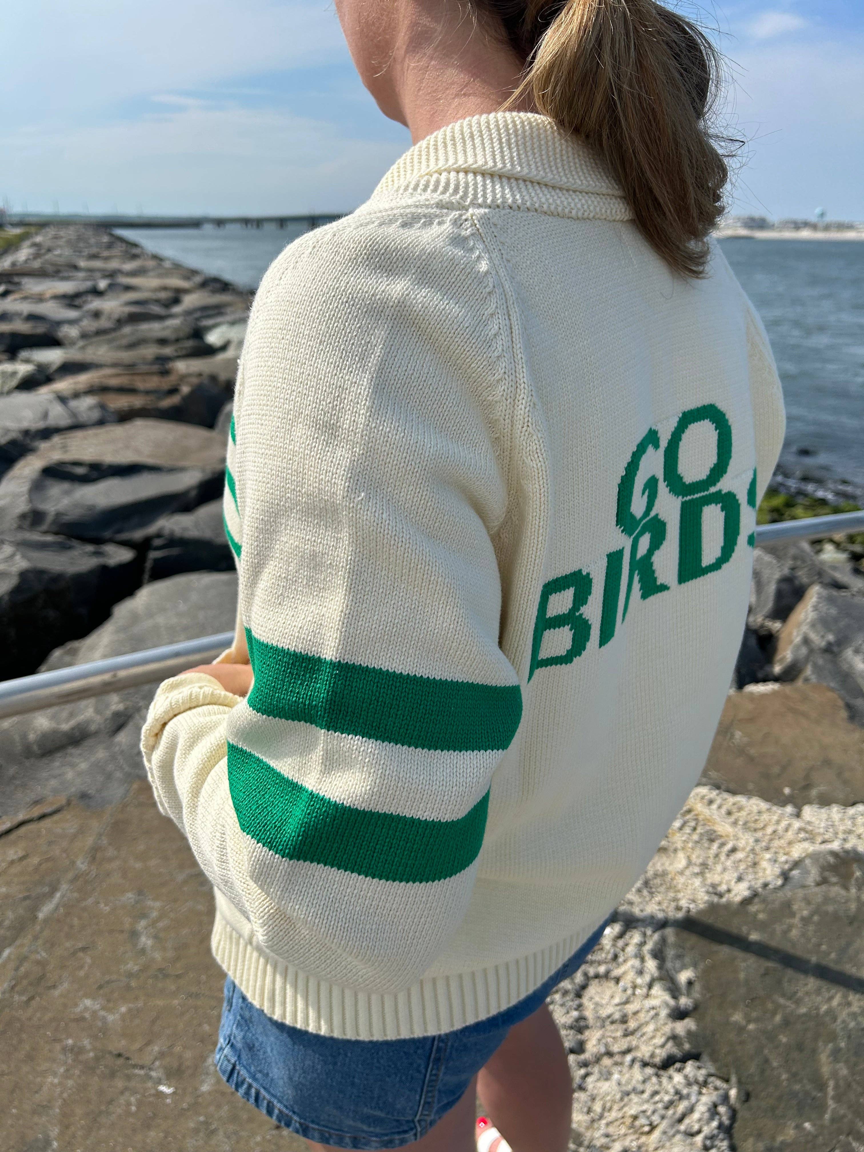 GO BIRDS KNIT STRIPE CARDIGAN