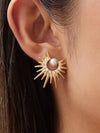 Kindred 18K Gold Non-Tarnish Pearl Sunburst Earrings