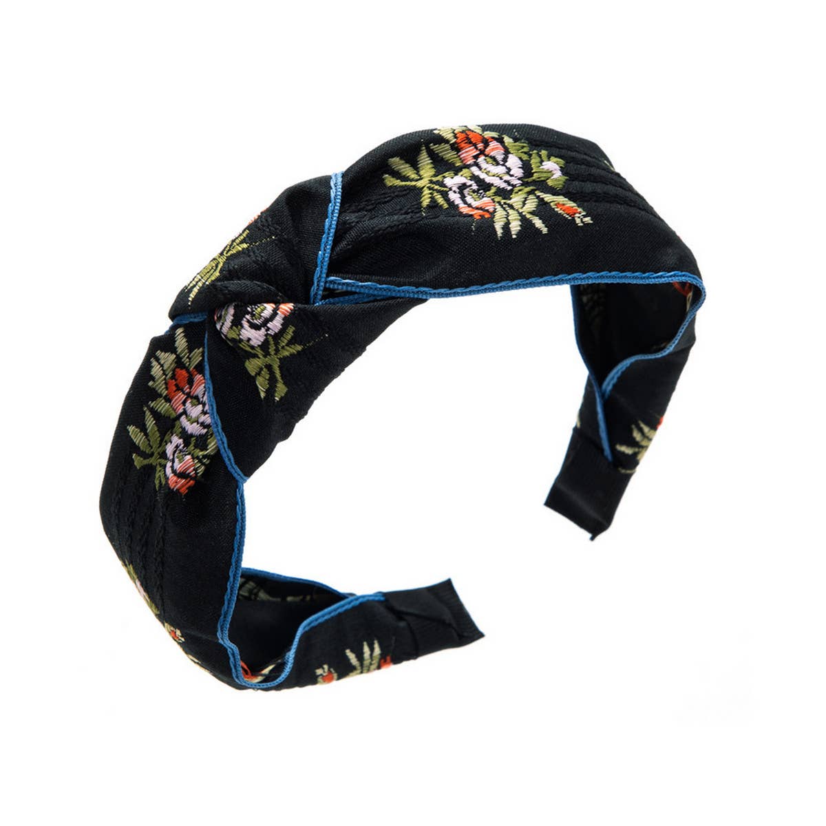 CROSS EMBROIDERY HEADBAND: BLACK