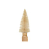 SISAL BOTTLE BRUSH TREE W/ CARVED WOOD BASE, CREAM COLOR