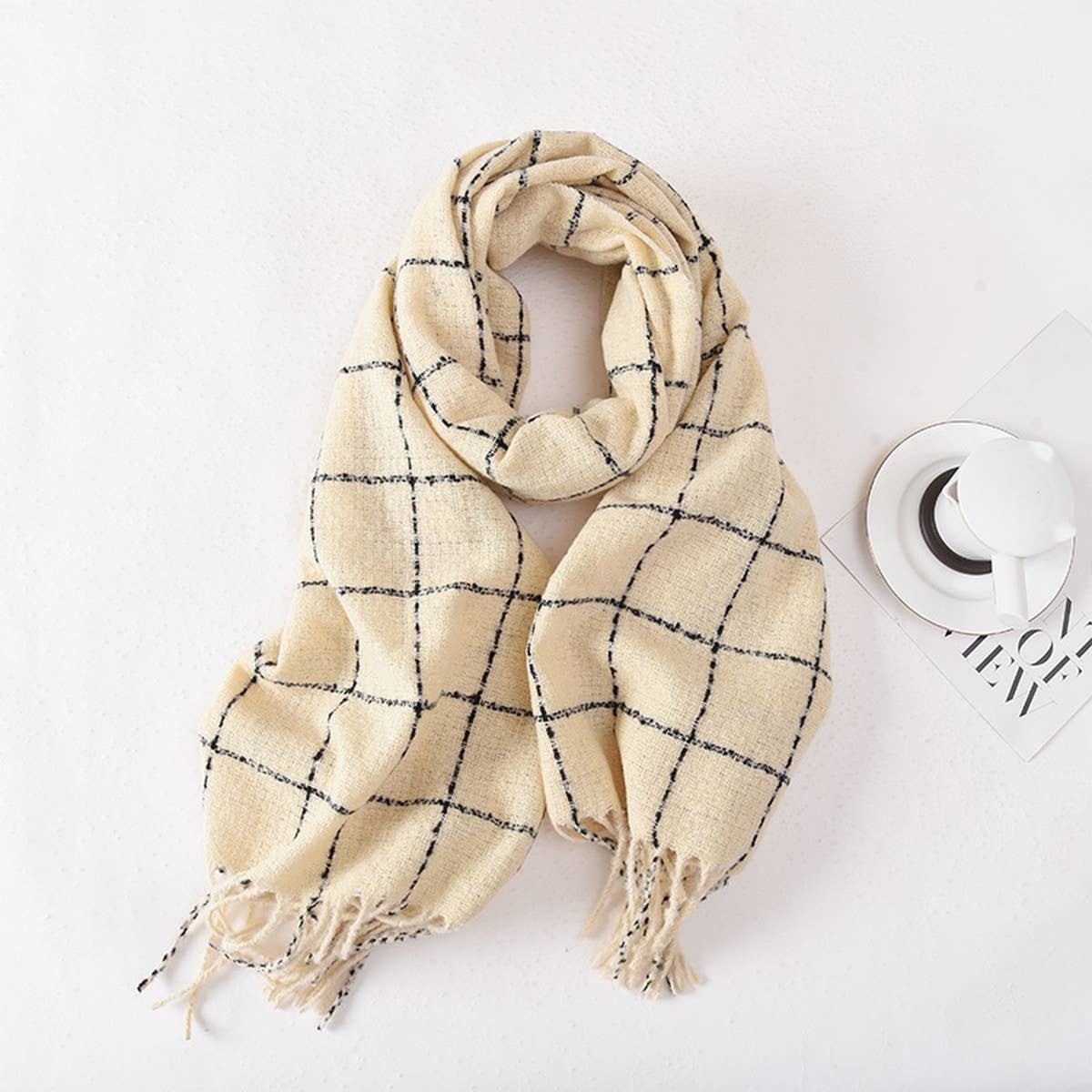 PLAID CASUAL SCARF: BEIGE