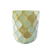 RECYCLED GLASS MOSAIC VOTIVE HOLDER, CREAM COLOR & TAUPE