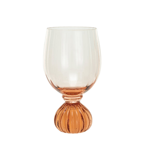 14 OZ. RIBBED FOOTED WINE GLASS, PINK