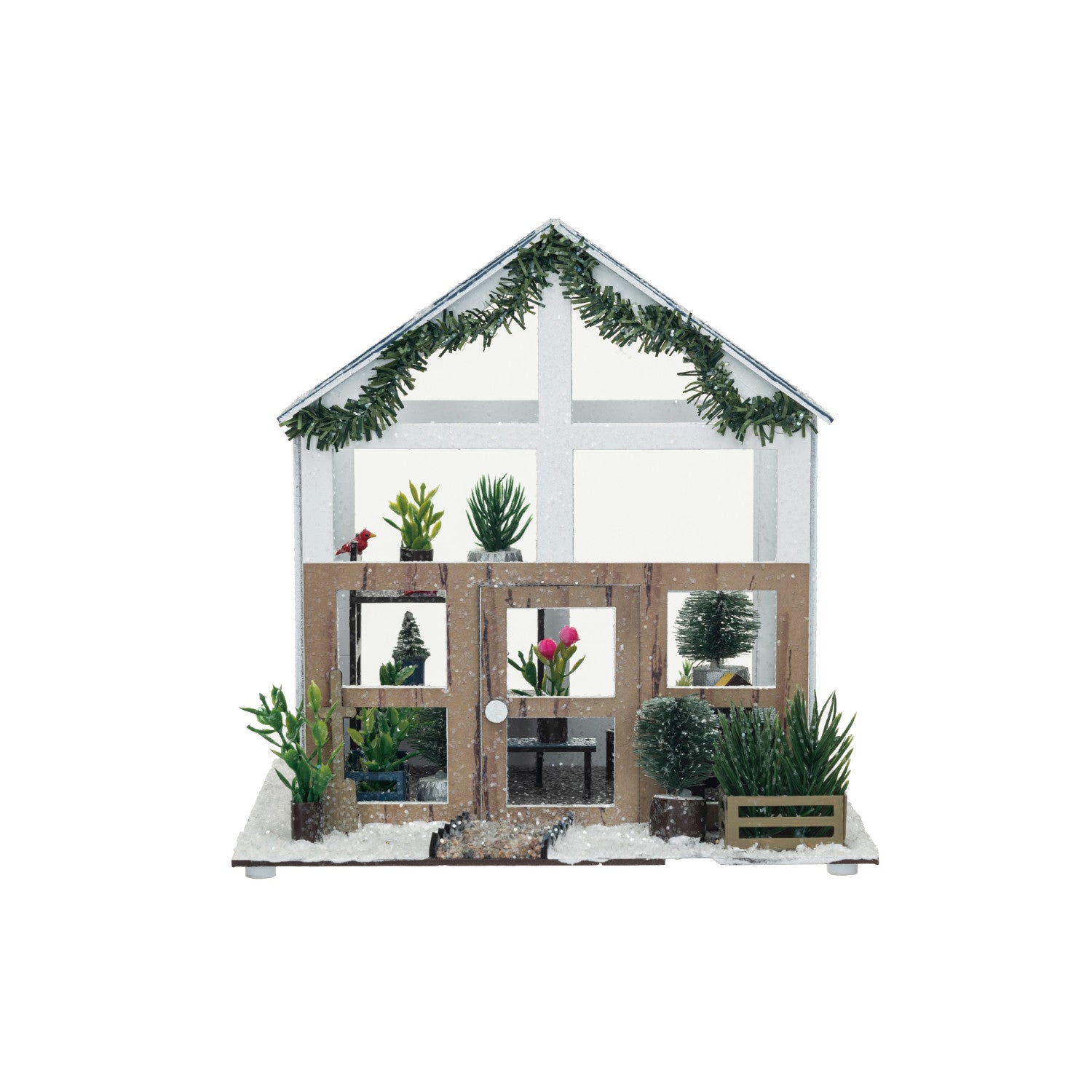 PAPER GREENHOUSE W/ GARLAND & PLANTS, MULTI COLOR