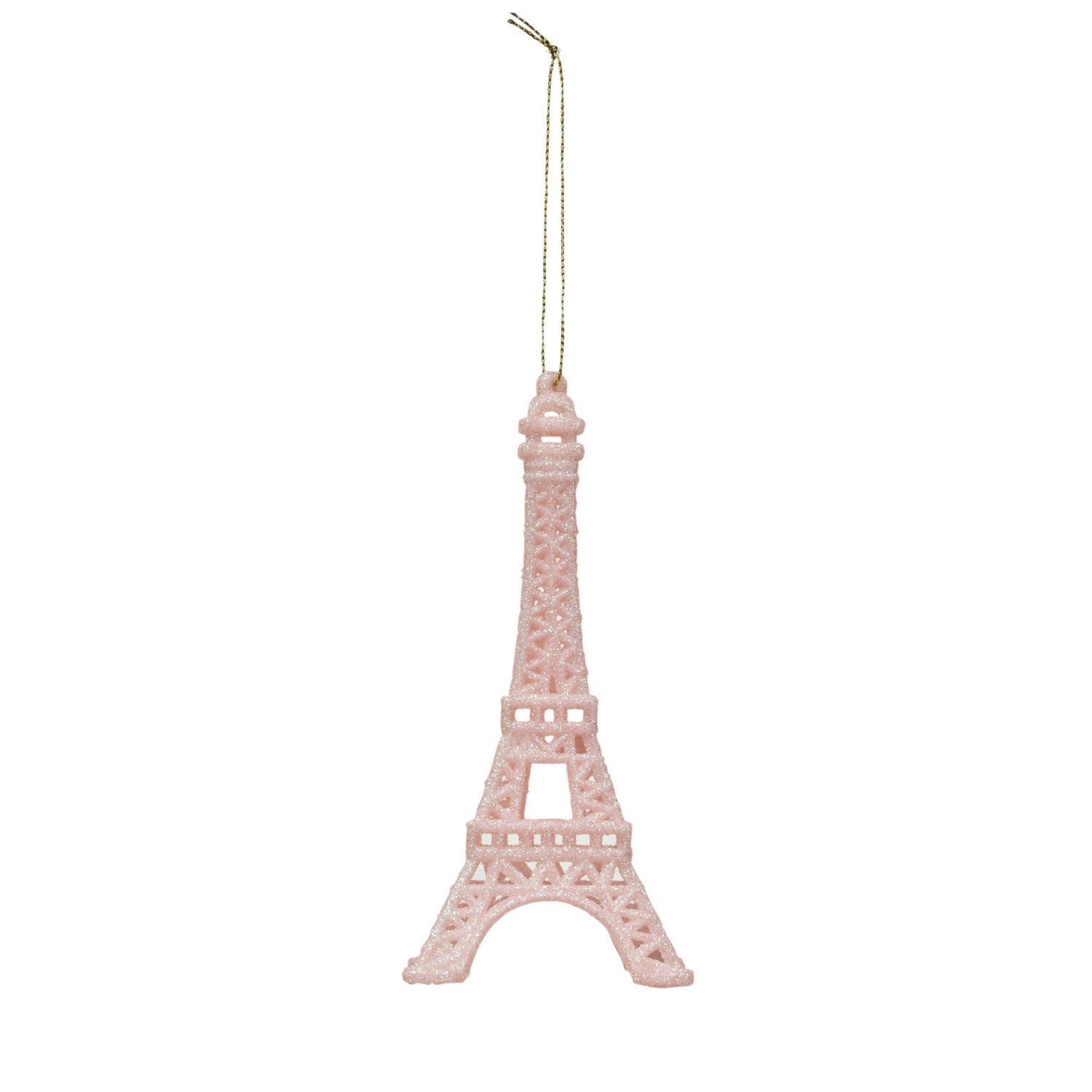 PLASTIC EIFFEL TOWER ORNAMENT W/ GLITTER, PINK