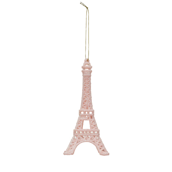 PLASTIC EIFFEL TOWER ORNAMENT W/ GLITTER, PINK