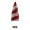 SISAL BOTTLE BRUSH SWIRLED TREE W/ WOOD BASE, RED & CREAM COLOR