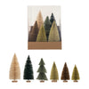 SISAL BOTTLE BRUSH TREES W/ WOOD BASES, BOXED SET OF 6