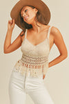 SALE-NATURAL GOLD CROCHET KNIT TOP-SALE