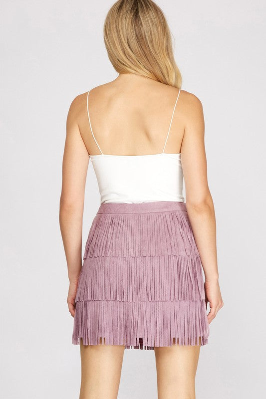 SALE-SUEDE FRINGE SKIRT-SALE