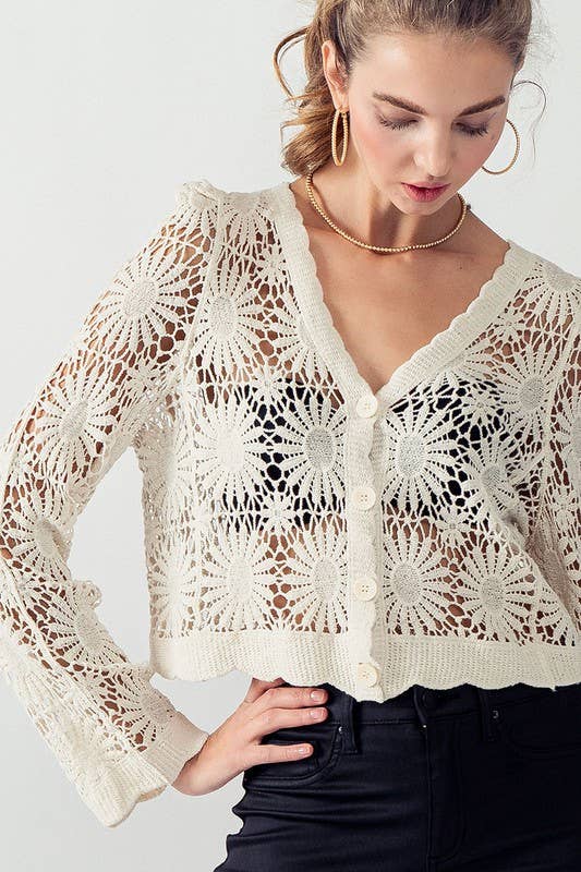 FLOWER CROCHET CARDIGAN