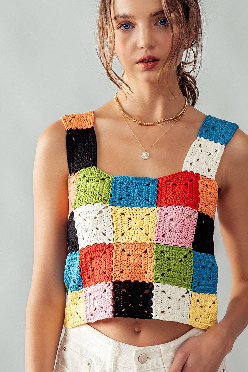 MULTI COLOR CROCHET PATTERN TANK TOP