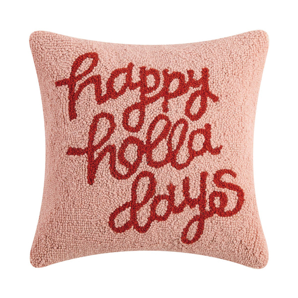 HAPPY HOLLADAYS HOOK PILLOW BY AMPERSAND