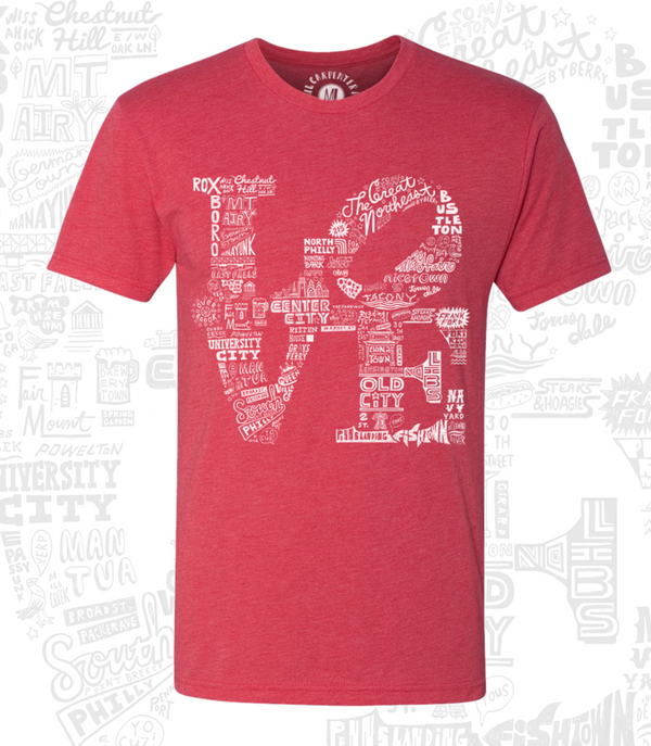 PHILLY LOVE RED UNISEX T-SHIRT