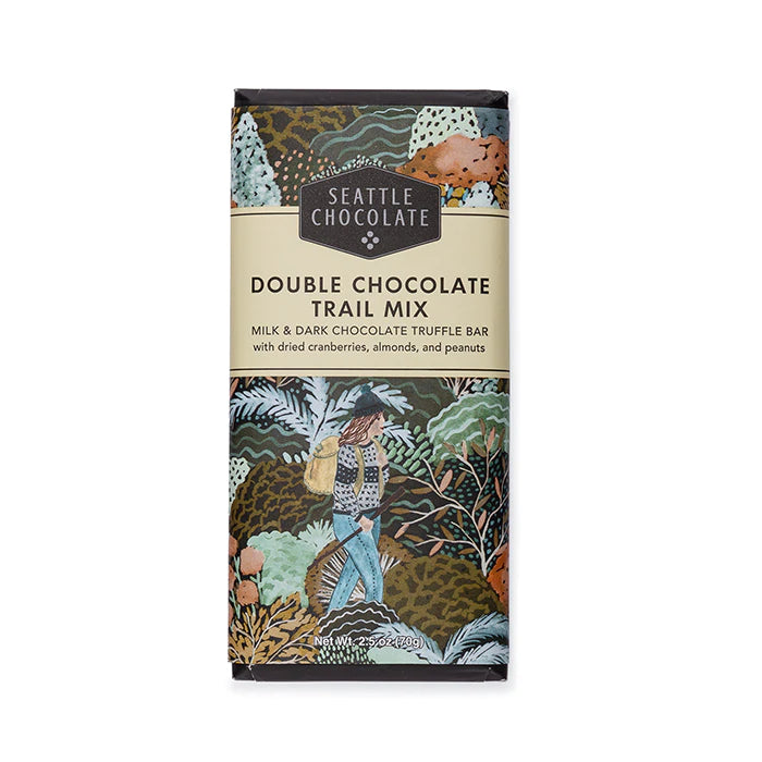 DOUBLE CHOCOLATE TRAIL MIX MILK & DARK CHOCOLATE TRUFFLE BAR