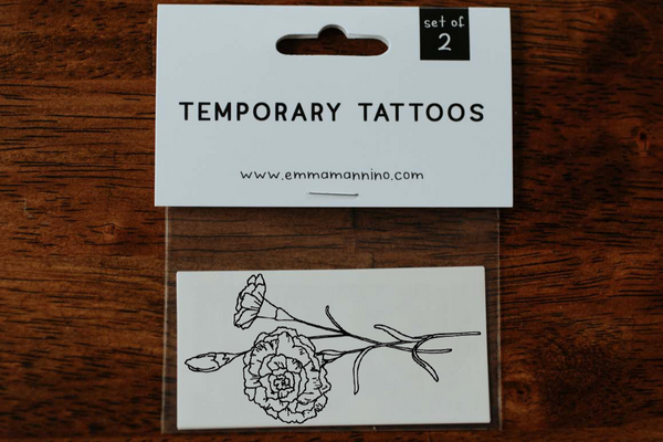 JANUARY BIRTH FLOWER - CARNATION TEMPORARY TATTOOS