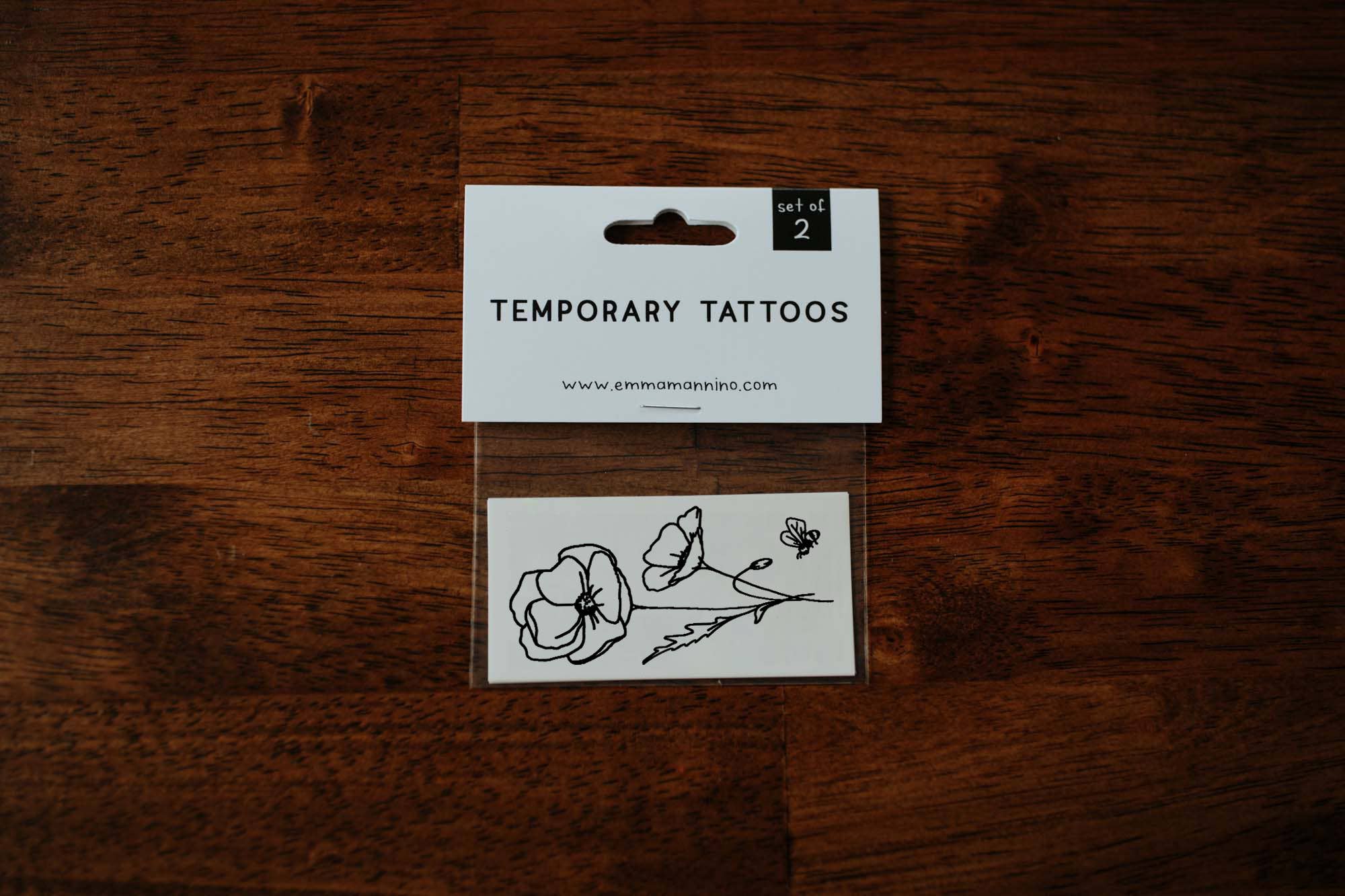 AUGUST BIRTH FLOWER - POPPY TEMPORARY TATTOOS