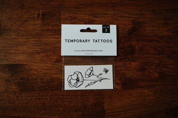 AUGUST BIRTH FLOWER - POPPY TEMPORARY TATTOOS