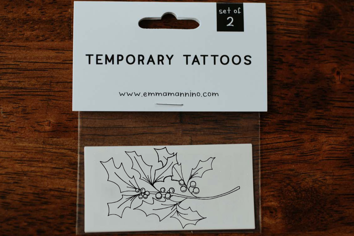 DECEMEBER BIRTH FLOWER - HOLLY TEMPORARY TATTOOS