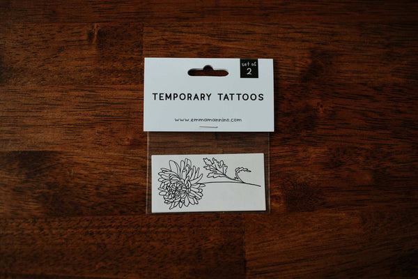 NOVEMBER BIRTH FLOWER - CHRYSANTHEMUM TEMPORARY TATTOOS
