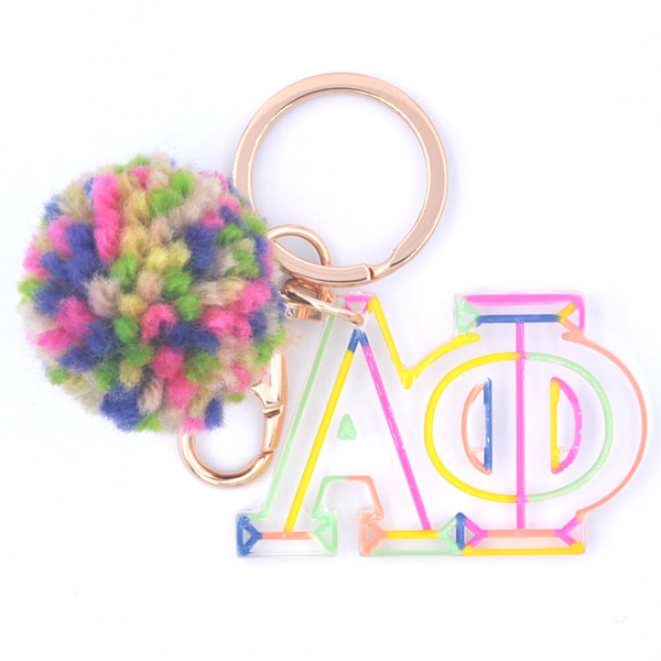 SORORITY COLORBLOCK POM KEYCHAIN - ALPHA PHI